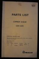 Amada CSH-220 Corner Shear Parts List.